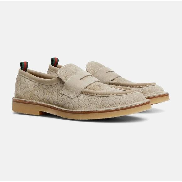 Gucci Web GG Monogram Suede Loafers Beige 831289 Mens 11.5 US 12 NEW main image 16